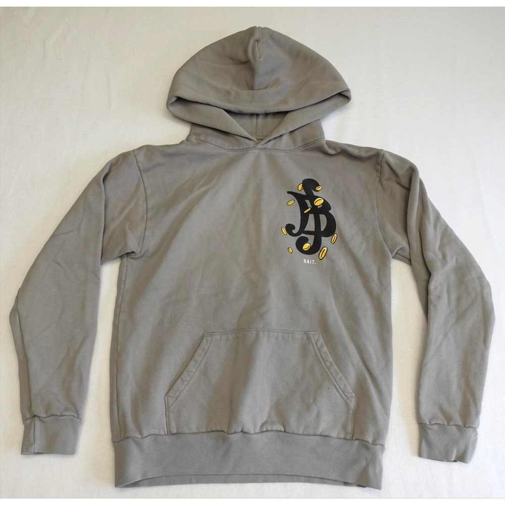 BAIT Hoodie Mens M Gray One Piece Anime Pullover Fleece Graphic Luffy Nami
